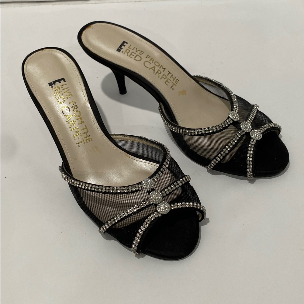 Live from the Red Carpet Mesh Caged Rhinestone Embellished Black Women's Shoes
